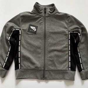 Nike Boys' Gray and Black Zip-Up Jean Jacket